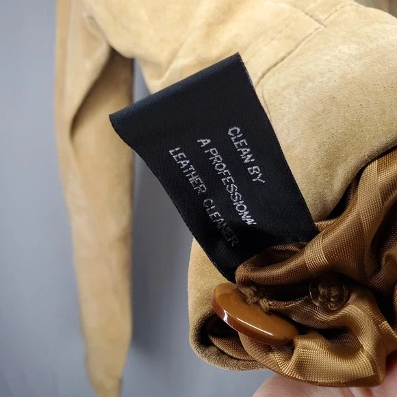 Jones NY Suede Blazer Jacket Womens XL Tan Leather Button Up Classic - Picture 11 of 11